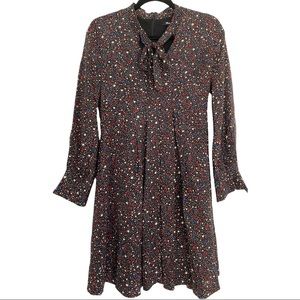 Madewell Star Printed Dress With Cute Tie Neck. Size 0. EUC